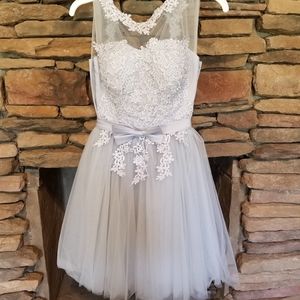 Light grey black tie dress